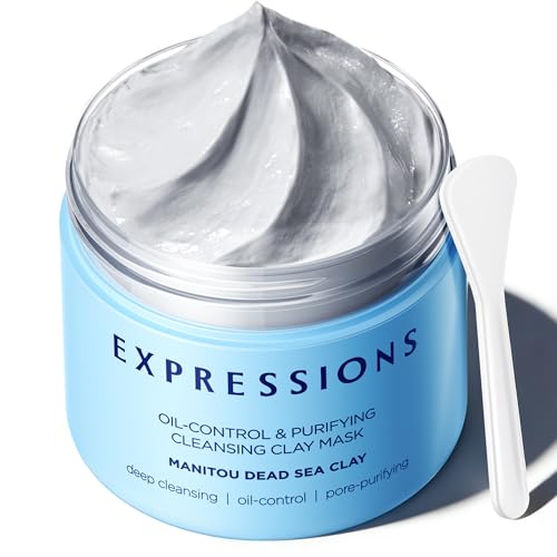 EXPRESSIONS WELLNESS Clay Mask for Face: Deep Cleansing Pore, Dead Sea Mud Mask with Salicylic Acid, Oil-Control, Reduces Acne – for Sensitive, Oily & Acne-Prone Skin, 4.06 Oz