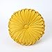Tekaopuer Coussin de dossier en velours de couleur unie, style européen, coussin rond doux en forme de citrouille pour décoration de chambre (jaune)