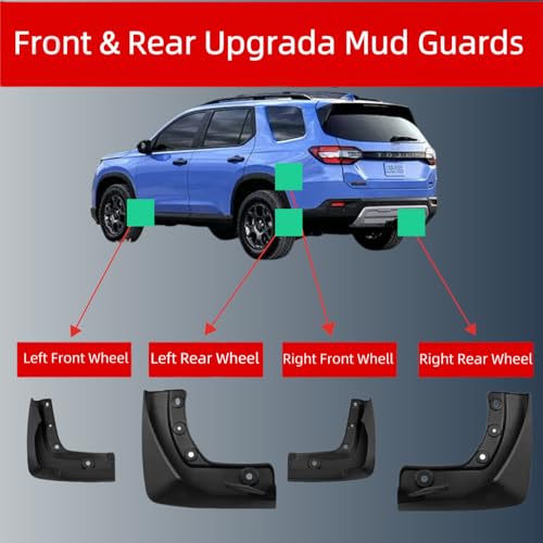 Image of Custom Fit Mud Flaps for 2023-2026 Honda Pilot (Models with Factory Small Wheel Lips), No Drill PP Material Splash Guards, All Weather Tire Protector Car Exterior Accessories