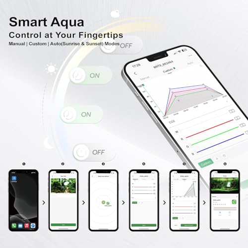 MagTool Full Spectrum Auto Aquarium LED Light with App-Controlled | 18-24 inch Extendable Fish Tank Light for Fresh Water Plants with 3 Adjustable Modes with Timer. Brite 45 for 10-30 Gallon Tank.