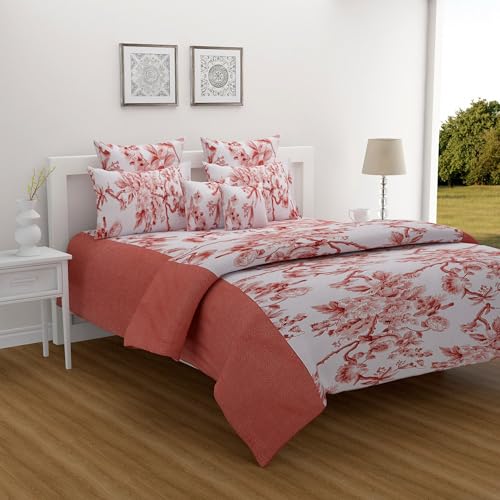Image of Swayam Veda Collection Superior Comfort Pure Cotton 160 TC Floral Print King Bedsheet with 2 Pillow Covers - Green
