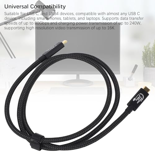 Cable USB 4 de 80 Gbps Tipo C a Tipo C de 3,3 pies para portátiles 3