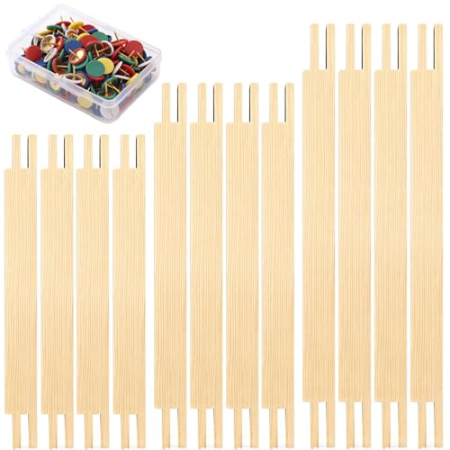 Eubjure 12 Pcs Stretcher Bars for Needlework 3 Sizes Wooden Canvas Splicing Needlepoint Stretcher Bar with 100 Thumb Tacks DIY Needlepoint Embroidery Stitch Frame Set for Crafts Art