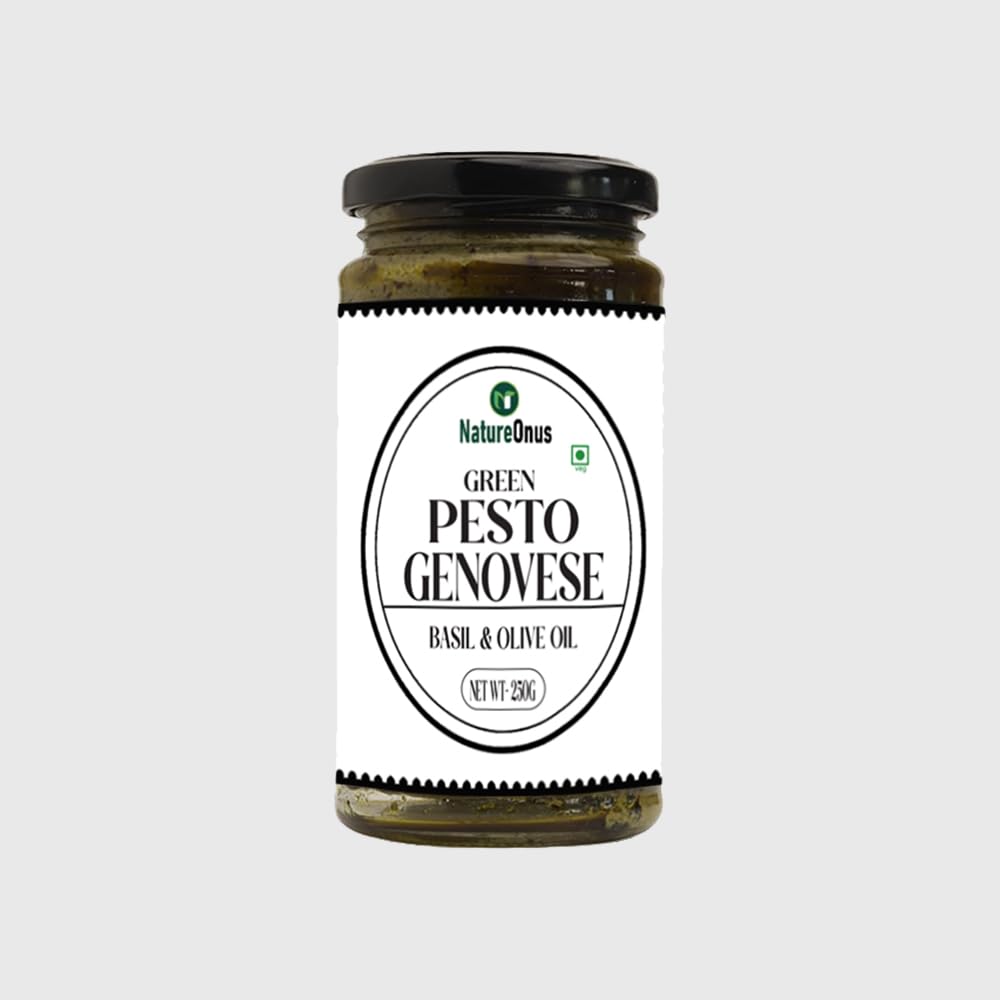 NatureOnus Green Pesto Genovese Basil & Olive Oil 250g, For Pasta and Pizza Sauce [Authentic & Classic Pesto Genovese]