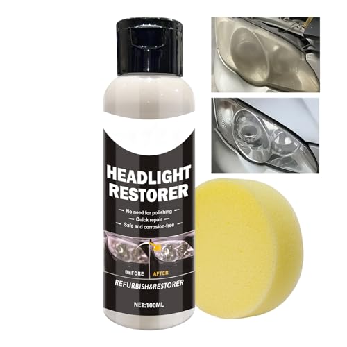 ヘッドライト 復元 キット - 自動車用ヘッドランプ 再生 | UVプロテクション 高光沢 ヘッドライトリニューアー 100ミリリットル バイク オートバイ キャンピングカー トレーラー ボート バン トラック ガレージ メンテナンス用
