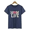 Women Mom Life T-Shirts Leopard Lips Stripe Graphic Shirts Funny Letter Printed Tee Mother's Day Casual Blouse