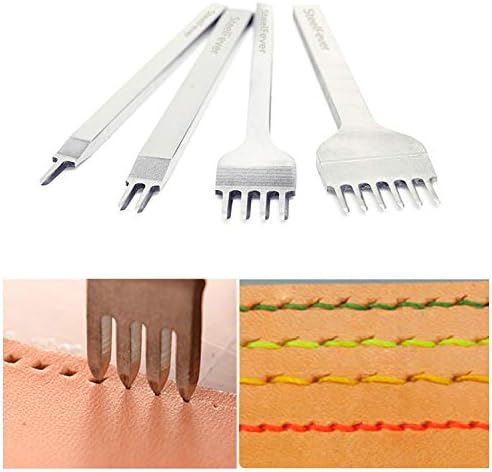 4mm Leather Craft Tool Hole Punches 1+2+4+6 Prong Lacing Stitching Punch, Craft Kits
