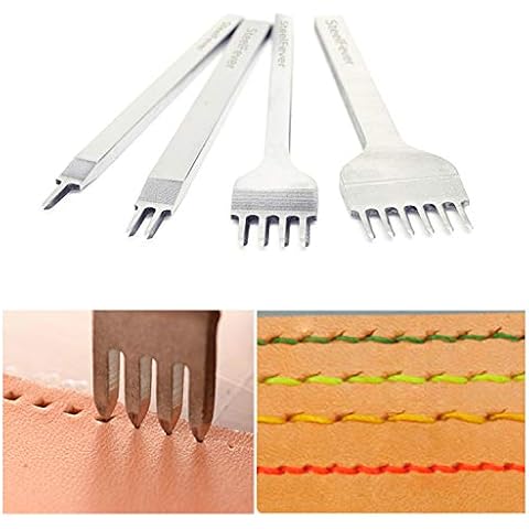 Leather Craft Tool 1/2/4/6 Prong Lacing Stitching Punch Hole (4mm) Cover