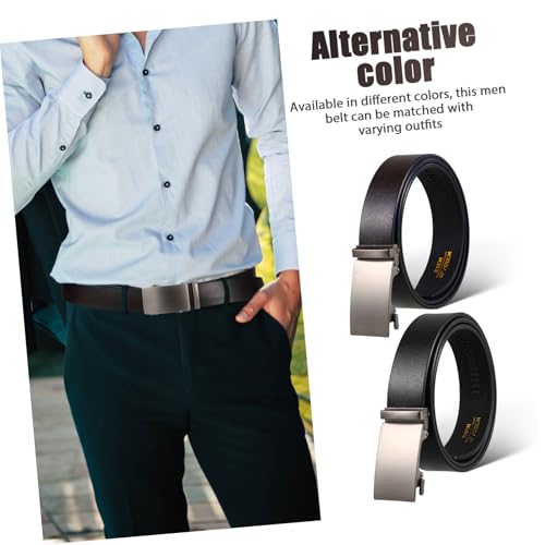 2pcs Adjustable Ratchet Belt for Men Fashionable Automatic Buckle Waist Belt Casual and Business Attire for Jeans and Formal Wear3