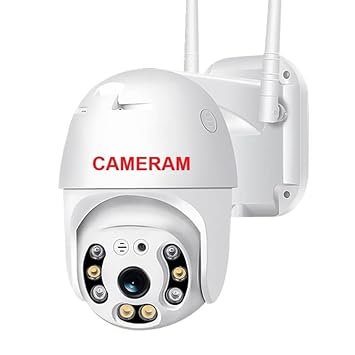 CAMERAM CM03 12MP Wireless WiFi IP CCTV Security Ip66 Waterproof Speed Dome Home Surveillance Camera with Motion Detection Colour Night Vision with Adapter - Whiteera Support Upto 128G SD, White