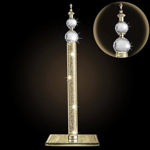 Handmade Paper Towel Roll Holder,Crystal Crushed Diamonds Paper Towel Roll Decorative with Base Freestanding Holder for Kitchen Bathroom Towel Tissue Roll Countertop 13.5 inch Height Golden Color image 3