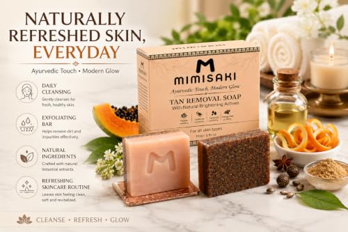 Image of Tan Removal & Skin Repair Soap with Licorice, Saffron, Papaya Enzymes, Sandalwood & Goat Milk - Skin Brightening Bathing Bar for Men & Women (100g)