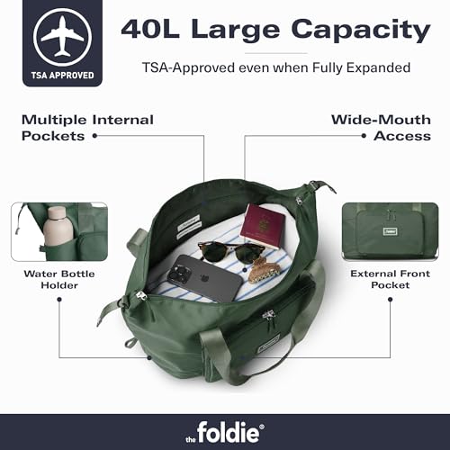 image for The Foldie Foldable Travel Tote Bag for Women - 40L Weekender Overnigh