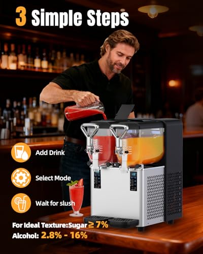Image of Slushie Machine for Commercial & Home Use, 4L x 2 Tank Margarita Machine