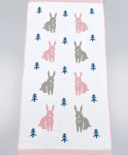 kainoo ×KATACHI 今治タオル バスタオル 60cm×120cm 日本製 今治 タオル ガーゼタオル 綿100& 肌にやさしい 可愛い コットン100% うさぎ柄 キャンプ