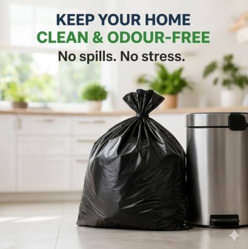 Image of Garbage Bags | Medium| 60 Bags | 30 Bags X 2 Rolls| Black