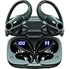 GOLREX Noise Cancelling Ear Buds Wireless Earbuds Bluetooth Headphones with 80H Playtime, Dual LED Display, Wireless Charging Case, Over-Ear Hooks Earphones for Sports Running Gym Workout Black