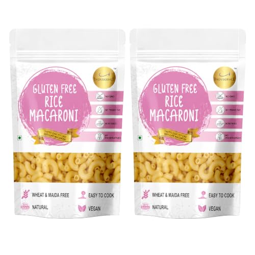 Image of INDULGENCE Gluten-Free Rice Macaroni 400g (2 x 200g) | Wheat & Maida Free | Vegan, Non-Fried & Easy to Cook | Healthy Pasta for Kids & Adults