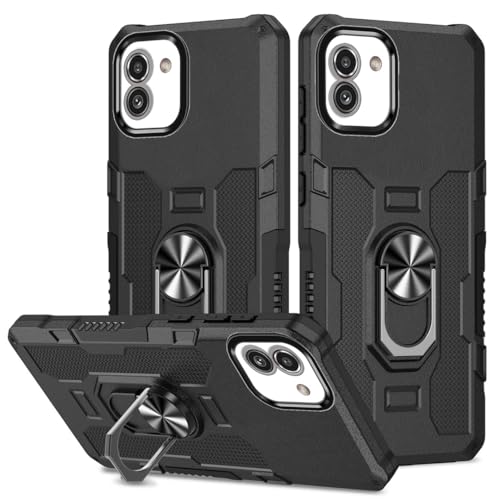 Coque compatible avec Samsung Galaxy A03 antichoc rigide noire avec support bague