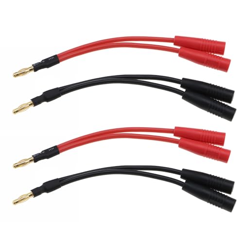 Adaptador cable banana 4mm macho a 2 hembra 4 piezas miniatura 1
