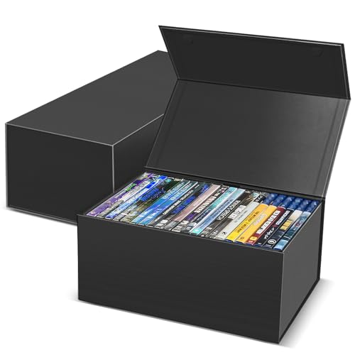 CollectHall 2 Pack Blu Ray DVD Storage Box for Steelbook Storage, Movie Organizers, Blu Ray Holder, Video Game Storage Cases