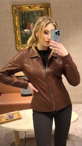 Image of Decrum Vintage Style Women's Leather Jacket - Real Lambskin Casual Leather Jacket for Women