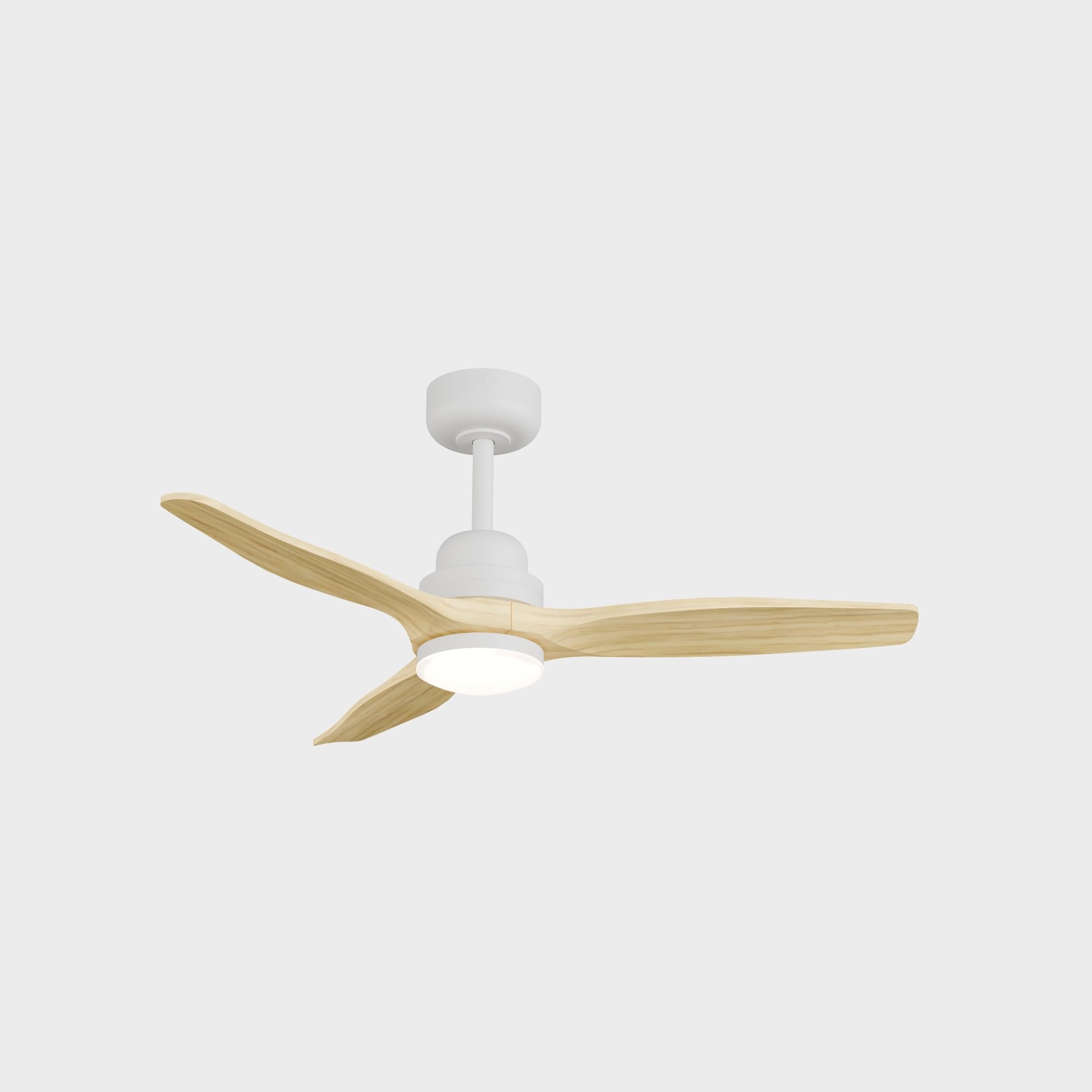 Sulion - Ventilateur de plafond avec lumière LED - Moteur DC silencieux - Pour extérieur IP44 et intérieur - Télécommande - Minuteur - Mode été/hiver - 3 pales (blanc bois clair, moyen)