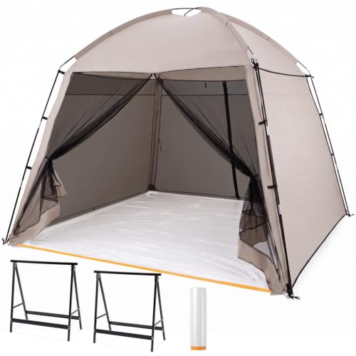 Carpa portátil para cabina de pintura con 2 caballetes de sierra 10.8 x 10.8 x 7.9 pies miniatura 1