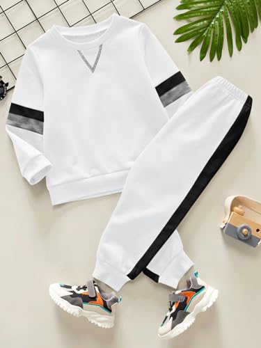 Valphsio Boy's Color Block Tracksuits Casual Sweatshirt Sports Pants Outfit Sets2