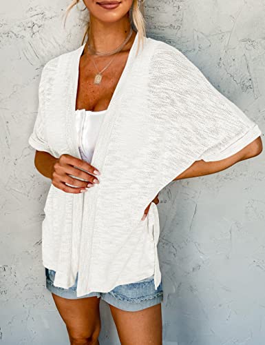 Image of MEROKEETY Women's 2026 Summer Lightweight Kimono Cardigan Short Sleeve Open Front Casual Loose Trendy Beach Cover Ups