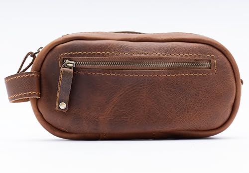 Handmade Premium Leather Men's Toiletry Travel Bag - Dopp Kit & Crossbody Bag, Genuine Leather, Makeup Organizer, Gift Ideas for Men & Women, Small Travel Bag, Travel Kit, Accessories for Men2