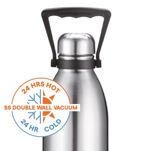 Image of Borosil 1.5 L Hydra Bolt Stainless Steel Water Bottle | Double Wall Vacuum Insulated Flask | 24 Hours Hot and Cold | Bottle for Office, Gym, School | 1 Year Warranty | Silver