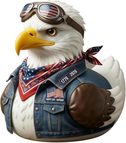 iWorldBlue American Independence 250th Anniversary Rubber Duck Patriotic Military Rubber Duck for Ducking Army Veteran Duck for Car Dashboard Gift for Veterans & Duck Lovers (Pilot Eagle)