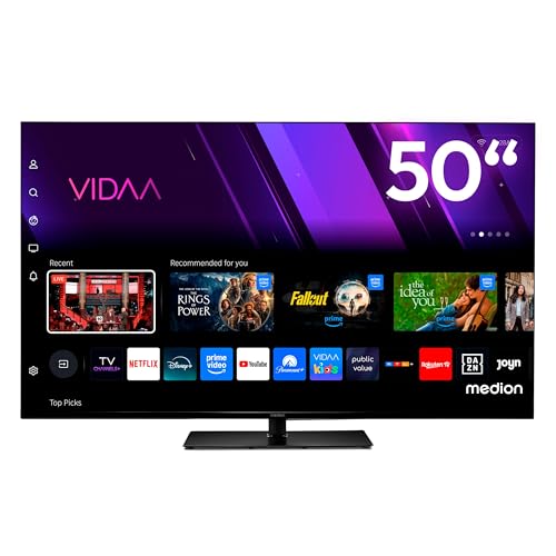MEDION 125,7 cm (50 Zoll) Fernseher (Smart-TV, Dolby Vision HDR, VIDAA Store, Prime Video, Disney+, DAZN, HbbTV, PVR, Bluetooth, MD 850300)