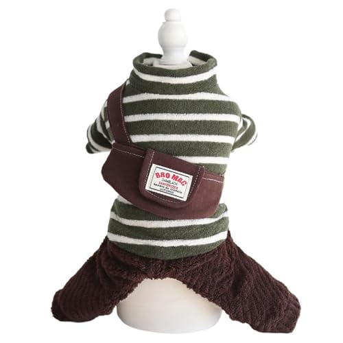 ISUPY かわいい ペット服 ロンパース 冬 犬服 ジャケット 防寒コート あたっか ドッグウェア つなぎ パーカー 裏起毛 小中型犬 洋服 四つの足 脱毛保護 着脱簡単 お散歩 お出かけ ペット用品 (XS,グリーン)