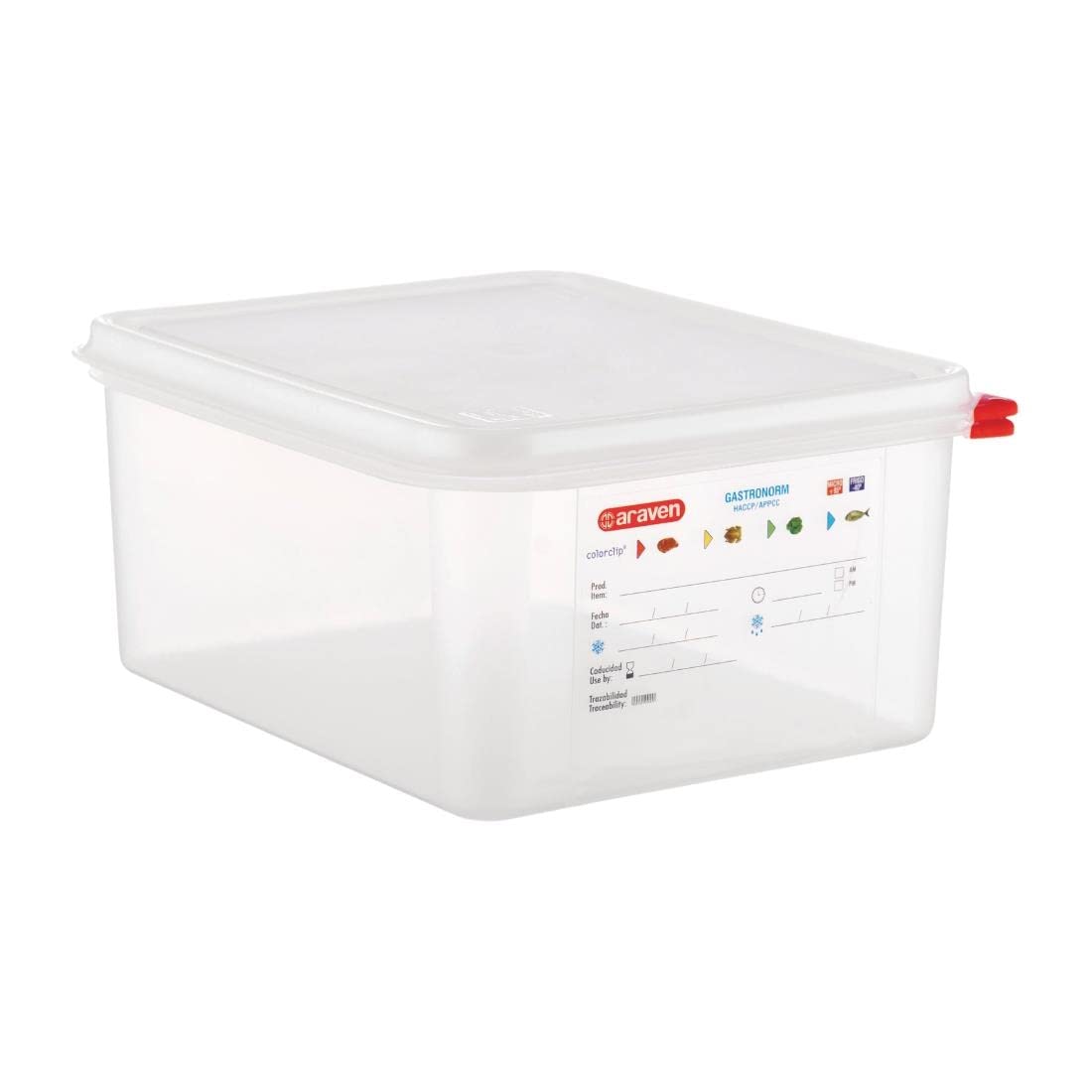 Araven Contenedor de alimentos de 10 litros (1/2 GN). 150 x 325 x 265 mm. Cantidad del paquete: 4