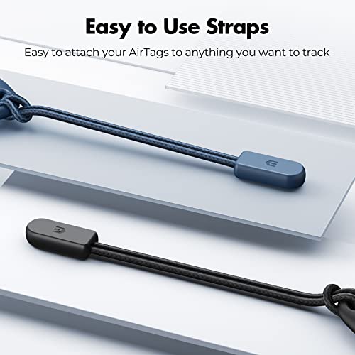 Image of UNBREAKcable 360 Protective Case for AirTag, 4-Pack AirTag Secure Holder with Strap, Scratch-Resistant, Lock Design, Keychain for AirTag, Mini TPU Case for Key, Bag, Luggage, Pet Collar (Black&Blue)
