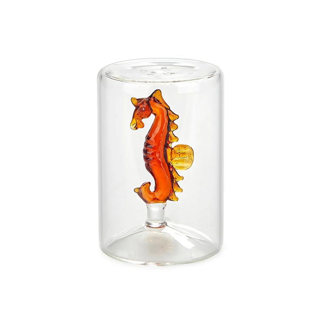 Balvi Saliera Seahorse Colore Ambra con Figura a Forma di Cavalluccio Marino Borosilicato