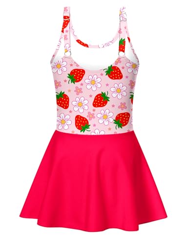 Image of Yousie Girls Swimsuit One Piece Tropical Kids Bathing Suit Swimwear Adjustable Swim Dress 5-9 Years