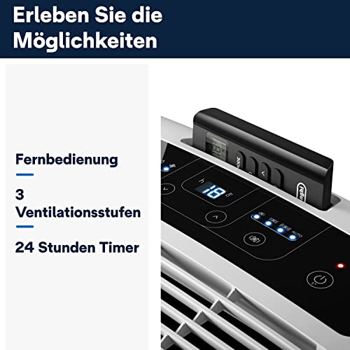 De'Longhi Pinguino PAC EM82, Mobile Klimaanlage für Räume bis zu 80 m³, 9.400 BTU, 2,4 kW, 63 dB, Entfeuchtungsfunktion, Energieklasse A, 24h-Timer, Weiß – Bild 5