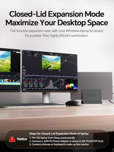 Image of USB C Docking Station Dual Monitor 4K@60Hz, 11-in-1 Vertical Laptop Stand Dock, 100W PD, 10Gbps Data, Gigabit Ethernet, Compatible with Dell Lenovo HP Windows Laptops, Black