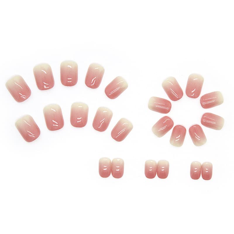 Miniatura 6 de KemyFei - Uñas postizas a presión degradadas brillantes, uñas postizas minimalistas con pegamento de gelatina, reutilizables, 24 unidades, cobertura