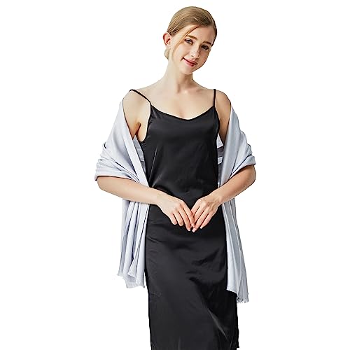 vimate Hochzeit Schals und Wraps, Funkeln Silber Brautkleid Schal Wrap für Gast Abend Cape für Frauen (DE-Hellgrau bis Silber)