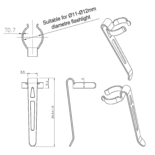 Lightfe B119 Flashlight Clip, Stainless Steel Durable Pen Clip, Can Be Used As Cap Clip, Pocket Clip, Bag Clip, Convenient To Carry #TOP2