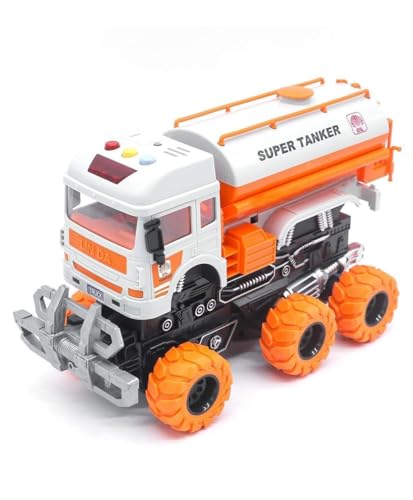Image of Super Tanker 6x6 Truck with Lights and Sounds Friction Powered Trailer Model Diecast Truck Toys Best Birthday Gift for Kids (Super Tanker 6x6 Truck)