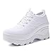 Women's Chunky Platform Comfort Orthopedic Wedge Walking Shoes Fashion Knitted Breathable Lace Up Lug Sole Casual Non-Slip Running Shoes With Arch Support (White, Adult, Women, 5, Numeric, US Footwear Size System, Medium)