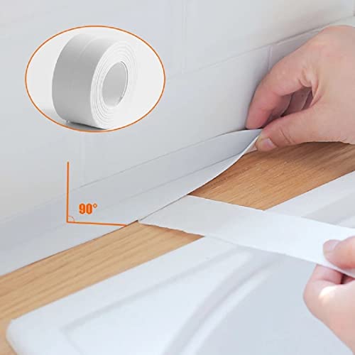 Caulk Tape Sealant Strip, Waterproof Self-Adhesive Pvc Sealing Tape, 1.5 "X10.5Ft White Caulking Sealing Tape For Kitchen Sink Basin, Bathroom, Countertop, Shower, Bathtub Wall Edge Sealant Protector #TOP5