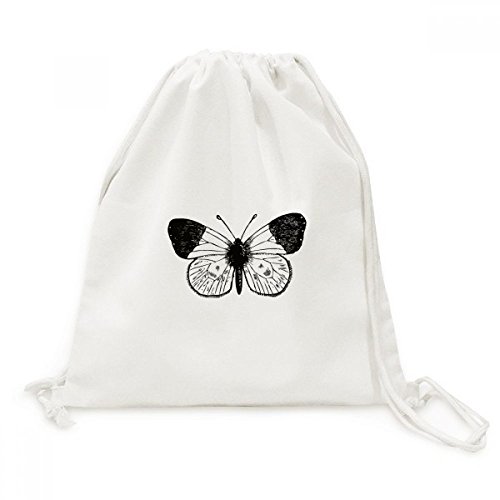 Sac de voyage en toile avec cordon et motif ailes de papillon blanc