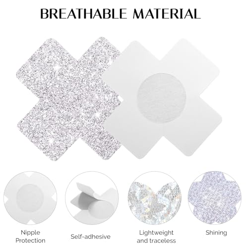 Glitters Pasties Rave Nipple Covers Stickers for Women Rave Party 12 Pairs Disposable Sticky Breast Petals3