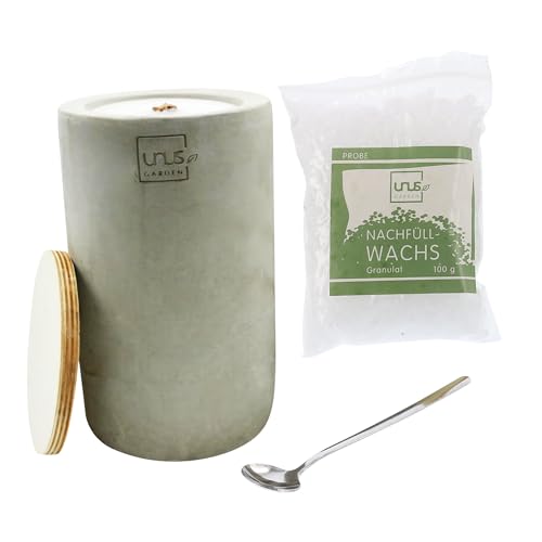 Kerze Beton rund gerade schmal grau groß